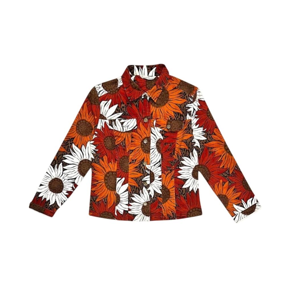 ★ Vintage Sunflower (90’s) Floral Print Button-Up Jacket by French Laundry ★